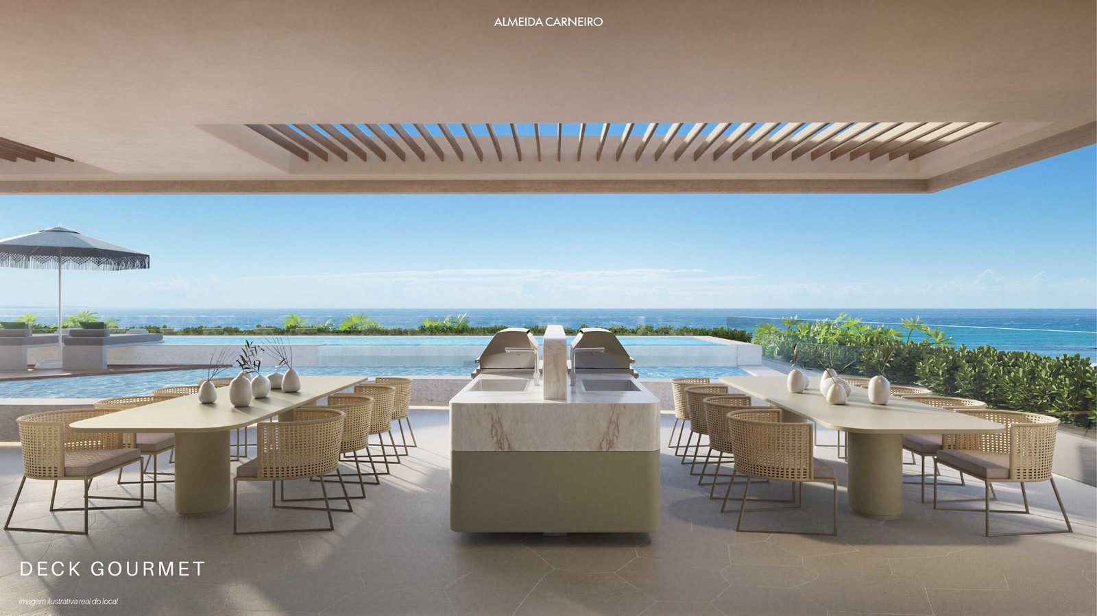 Deck gourmet com vista para o mar
